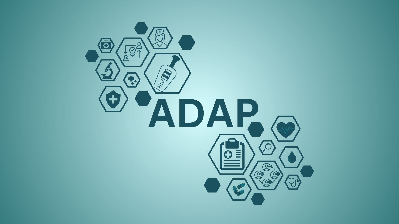 ADAP text in green with some icons