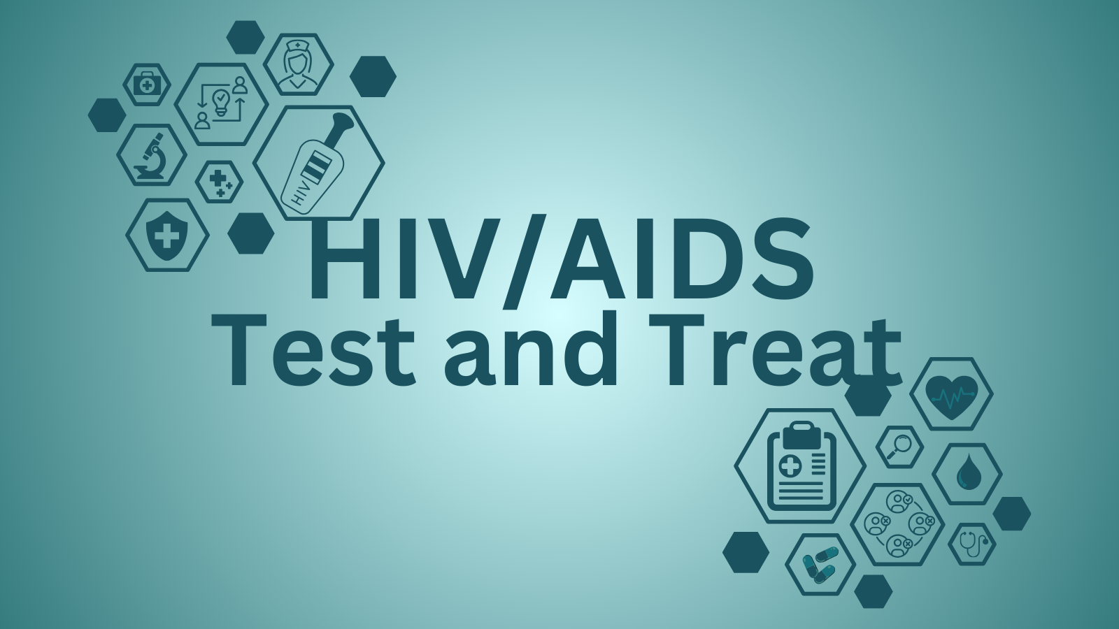 HIV-AIDS Test and Treat text in green with some icons